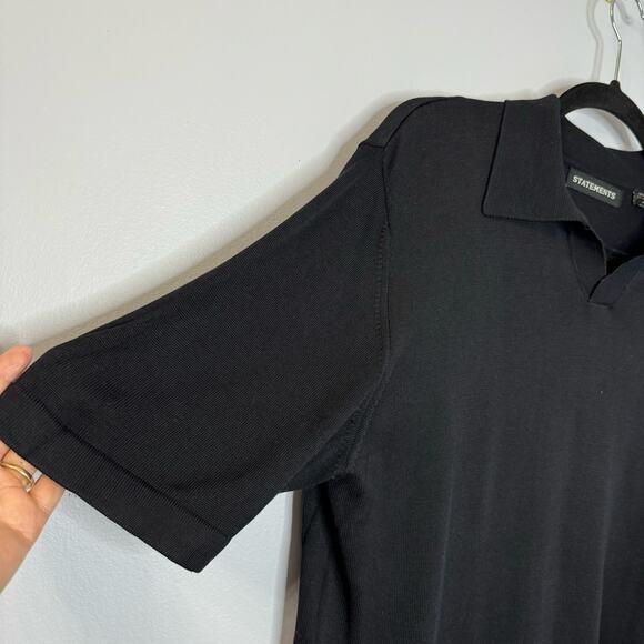 Statements Mens Lightweight Silk Blend Knit Buttonless Polo Shirt Vintage - Picture 4 of 10